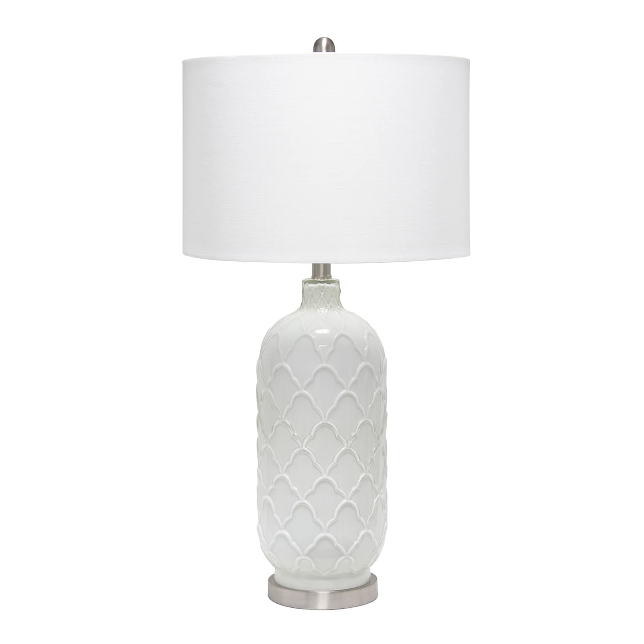 Lalia Home 30&#x22; Argyle Classic White Table Lamp with Fabric Shade